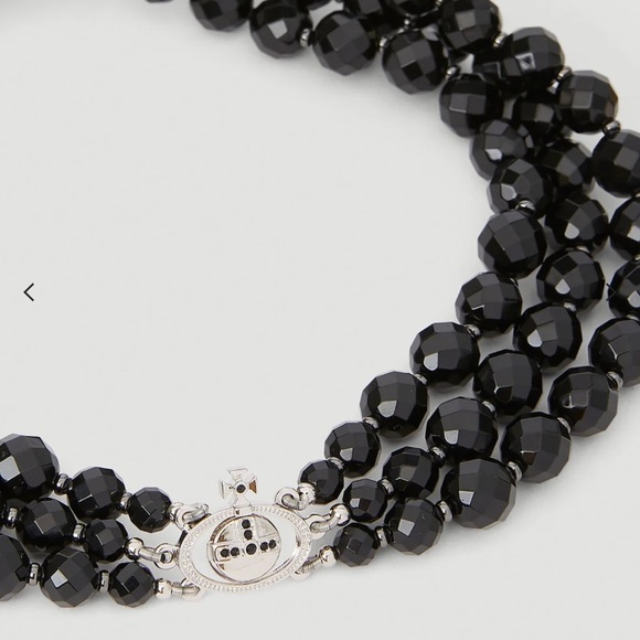 Vivienne Westwood Black Beaded Messaline Orb three-row chocker - Picture 3 of 4
